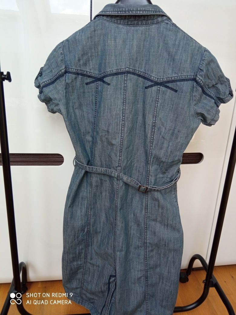 Jeansowa koszulowa sukienka midi szmizjerka FRANSA L