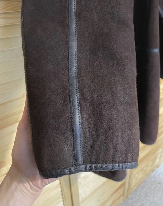 Kożuch prawdziwy uniseks czekoladowy brązowy L/XL