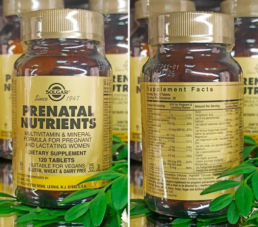Вітаміни для вагітних і годуючих Solgar Prenatal Nutrients 120 табл.