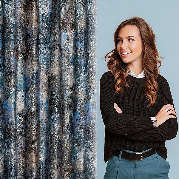 Zasłona gotowa okienna 140 x 270 welwet taśma Ester turkusowa