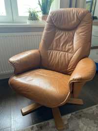 Fotel skórzany wypoczynkowy duńskiej marki HJORT KNUDSEN pure vintage