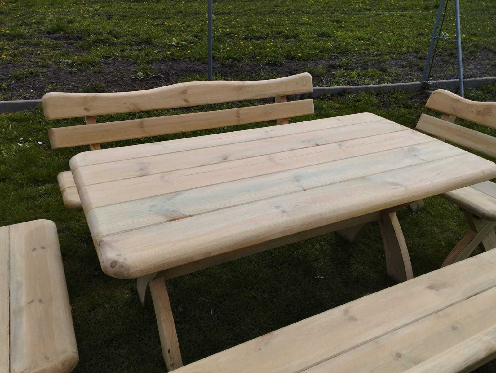 Meble ogrodowe drewniane zestaw stół ławki solidny 175 x 90