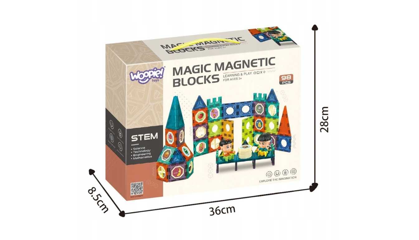 WOOPIE Klocki Magnetyczne Zamek 98 el. Konstrukcyjne 3D Układanka