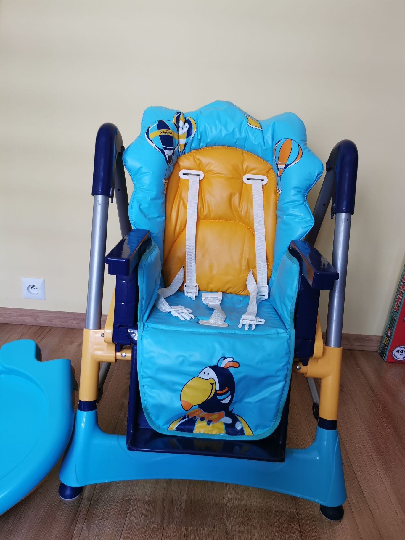 BabyOno krzesło do karmienia REGULOWANE wysokość pochyłość + 2 stoliki