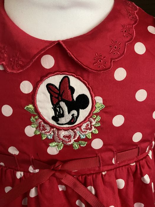Sukienka czerwona H&M z Myszki Miki w białe grochy