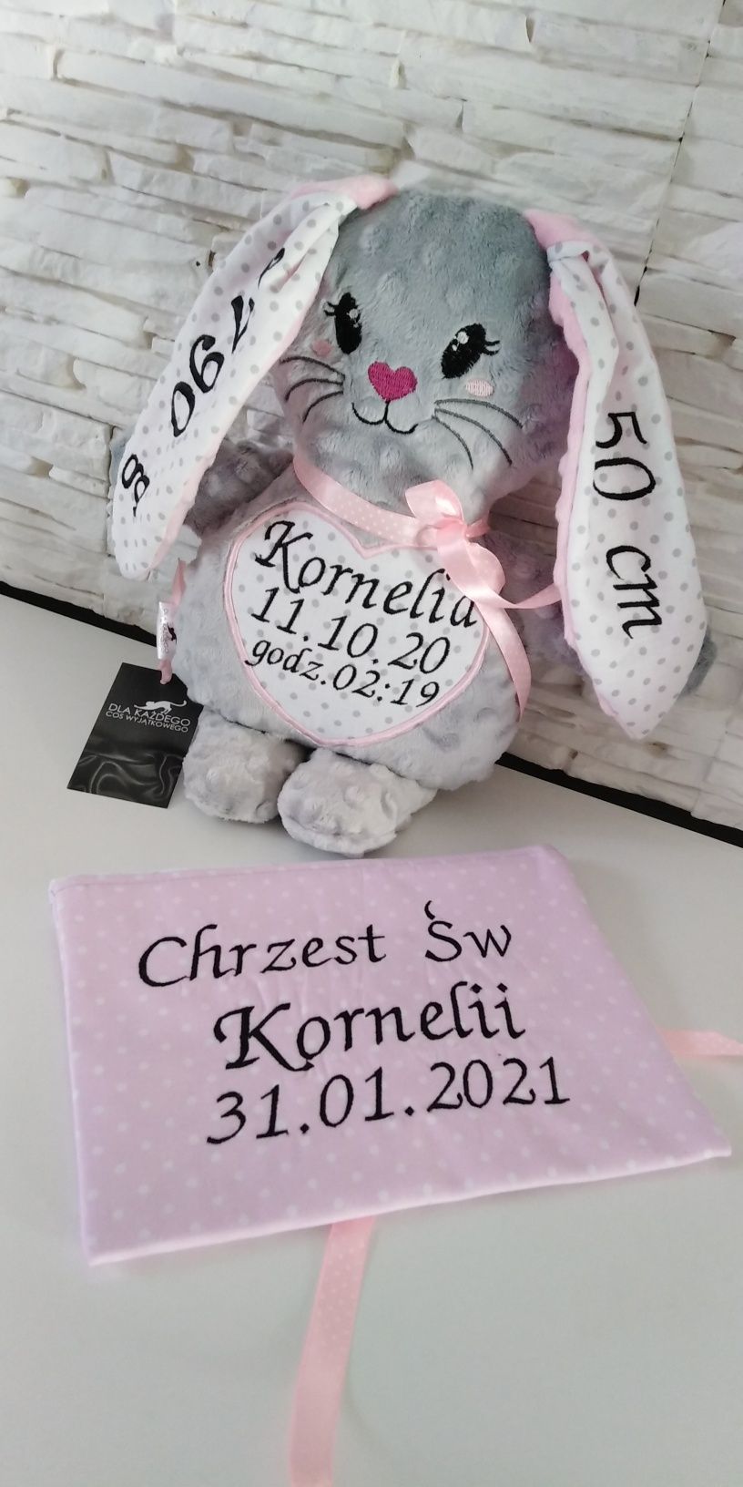 Królik króliczek metryczka chrzest