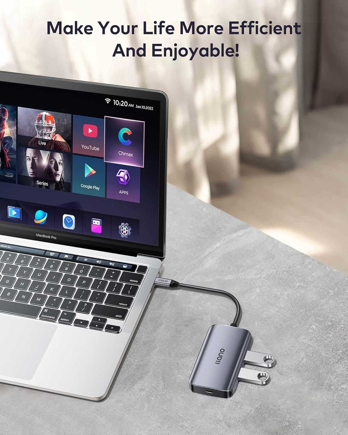 Hub Thunderbolt 4 LLANO 2 USB-A 2 USB-C ładow 100W USB3.2 Gen2 MacBook