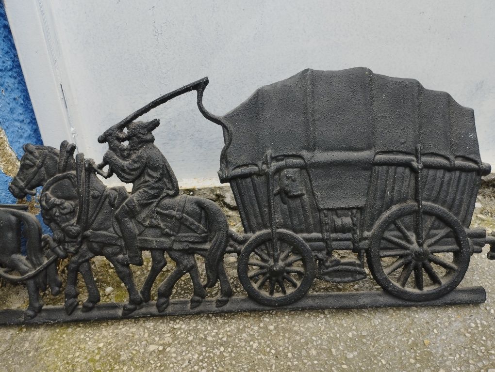 Carroça, cavalos. Cocheiro. Decoração. Vintage