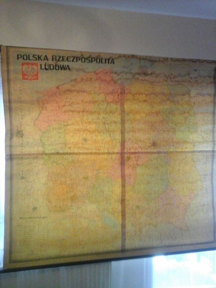 Mapa ścienna Polski 1974 rok.