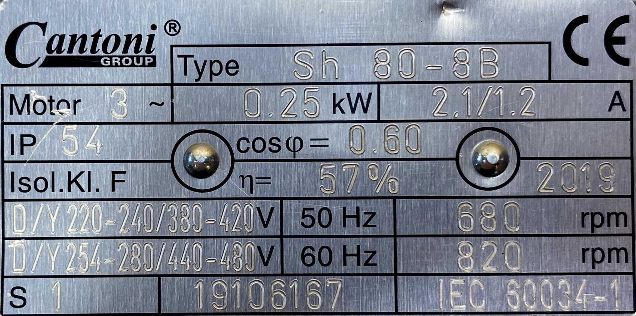 silnik elektryczny 0,25kW 680obr. 3fazowy