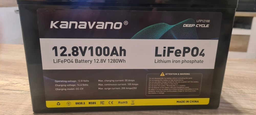 LiFePo4 12,8в 100а акумулятор Kanavano, водонепроникний