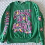Sweat oversized verde com flores