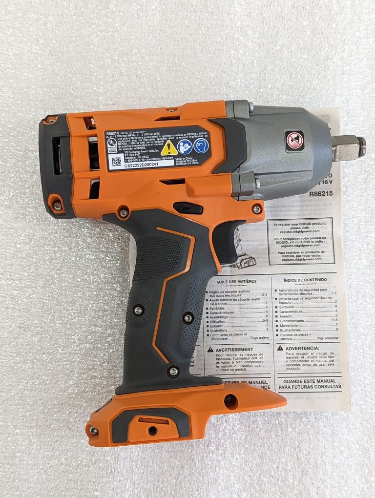 Ridgid (AEG) R86215 18V Гайковерт 542/677Нм 1/2" 3 швидкості