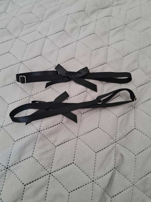 Czarne podwiązki z kokardką zmysłowe paski do pończoch