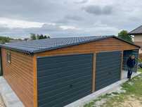 Garaz blaszany 6x5.8 plus wiata 3x5.8, drewnopodobny. PRODUCENT.