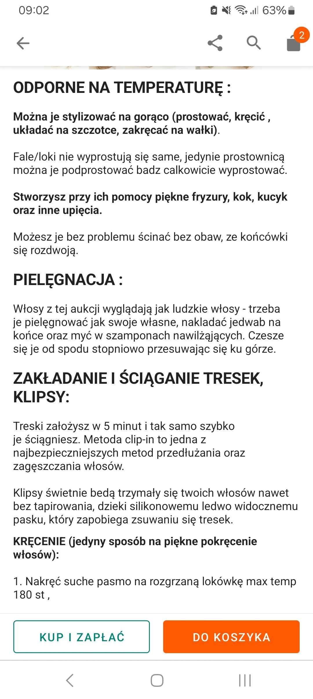 Doczepiane włosy brązowe ZESTAW Clip in Fale peruka