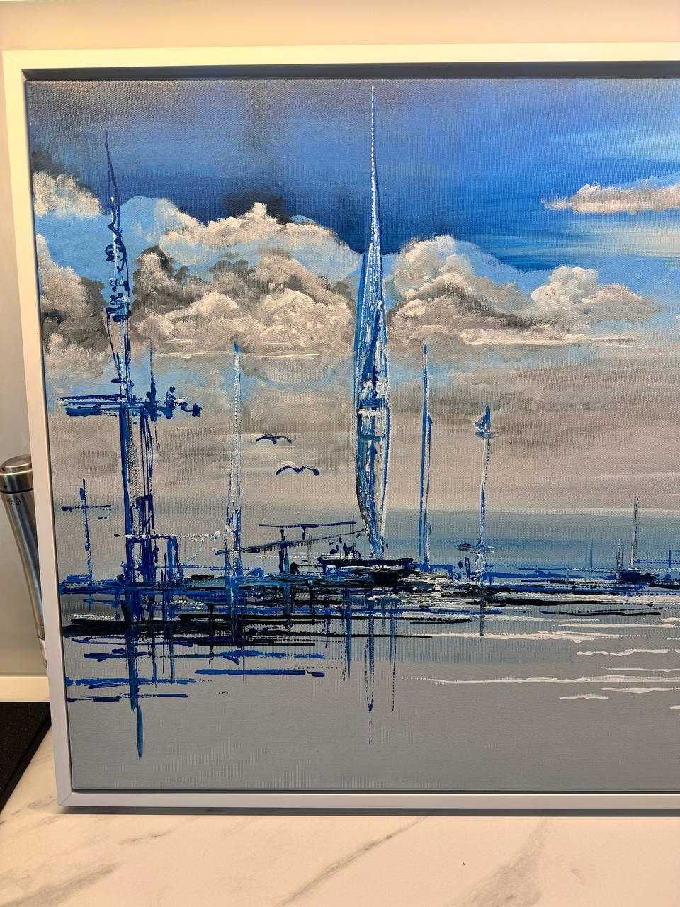Obraz ręcznie malowany na płótnie – „Błękitny port”