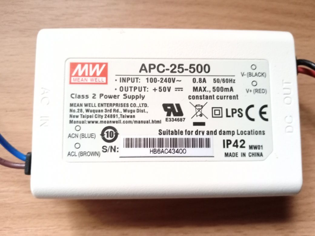 Zasilacz 15-50V 500mA APC-25-500 Mean Well