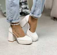 Білі туфлі на каблуку белые туфли свадебные туфли весільні туфлі 36-40
