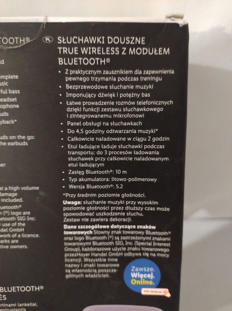 Słuchawki douszne bluetooth Fiolet True Wireless SilverCrest