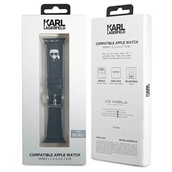 Pasek Klawmokhk Apple Watch Karl Lagerfeld 38/40/41mm Czarny Saffiano