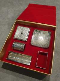 Conjunto peças metal para secretária, com caixa - artesanato Marrocos