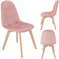 Krzesło COLIN różowe z aksamitnym welurem