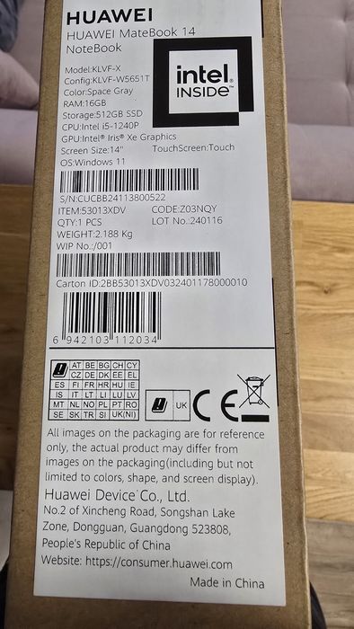 Huawei MateBook 14 (2022) i5-1240P / 16GB RAM / 512GB SSD / Win11