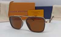 Louis Vuitton очки мужские коричневые классика с золотым металлом 375