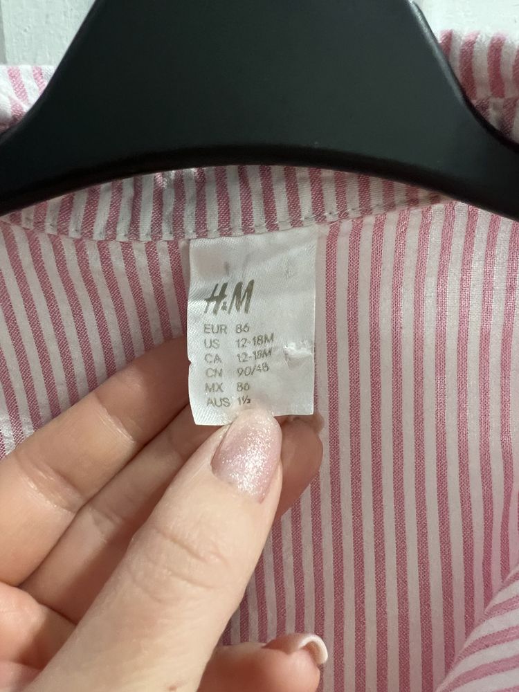 Koszulowa sukienka H&M r.86 paski kołnierz guziki