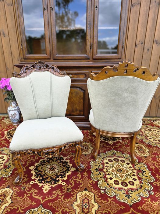 Francuskie niskie krzesełka fotele krzesła  2 szt #2075 Stylowy Węgrów