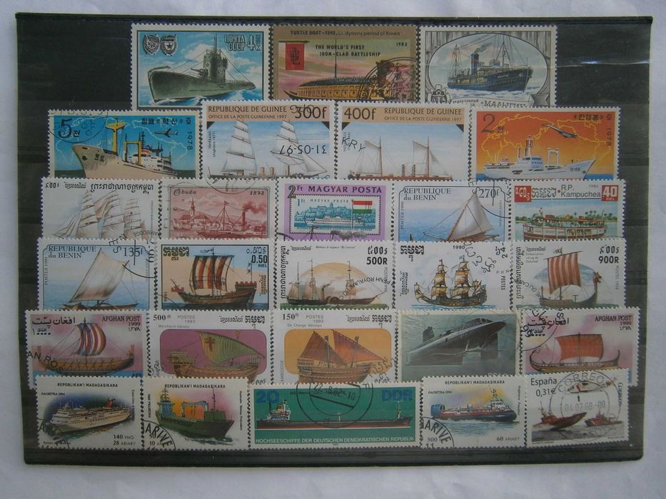 40 selos do tema com Barcos todos diferentes