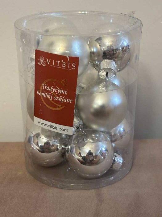 Bombki szklane 4cm 7 szt Srebrny Vitbis zestaw