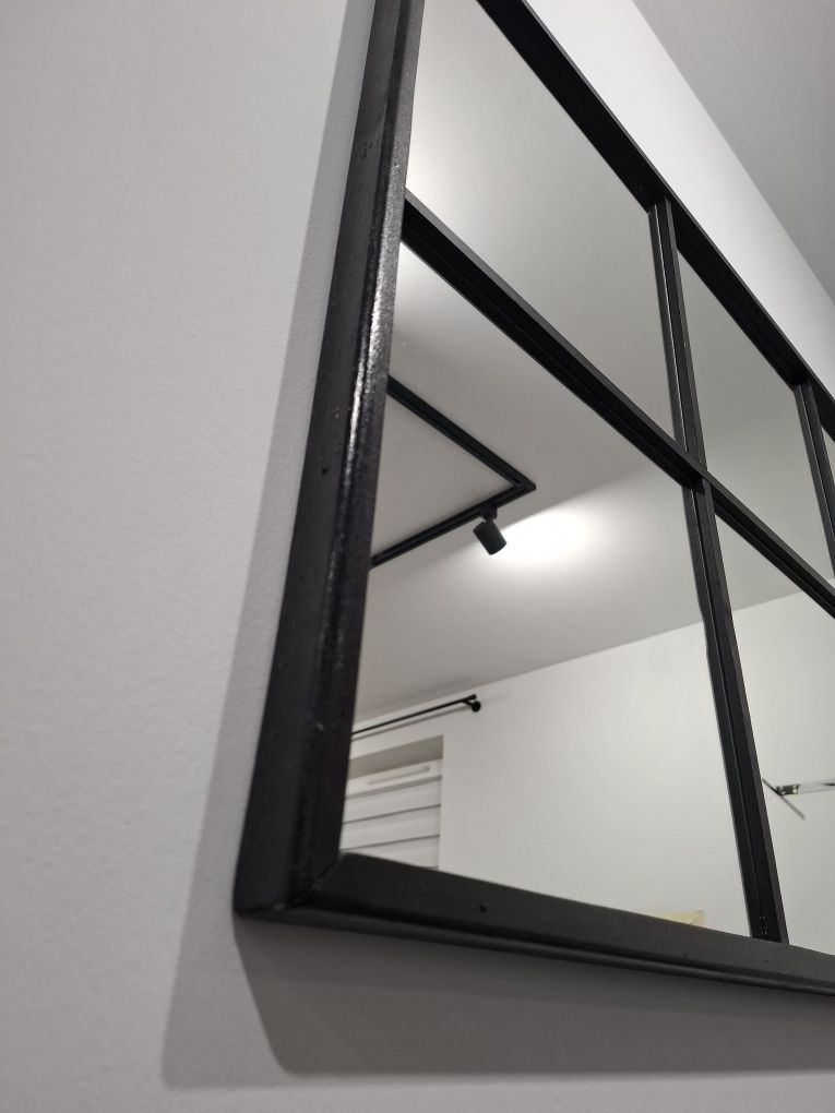 Lustro ze szprosami loft industrialne czarne