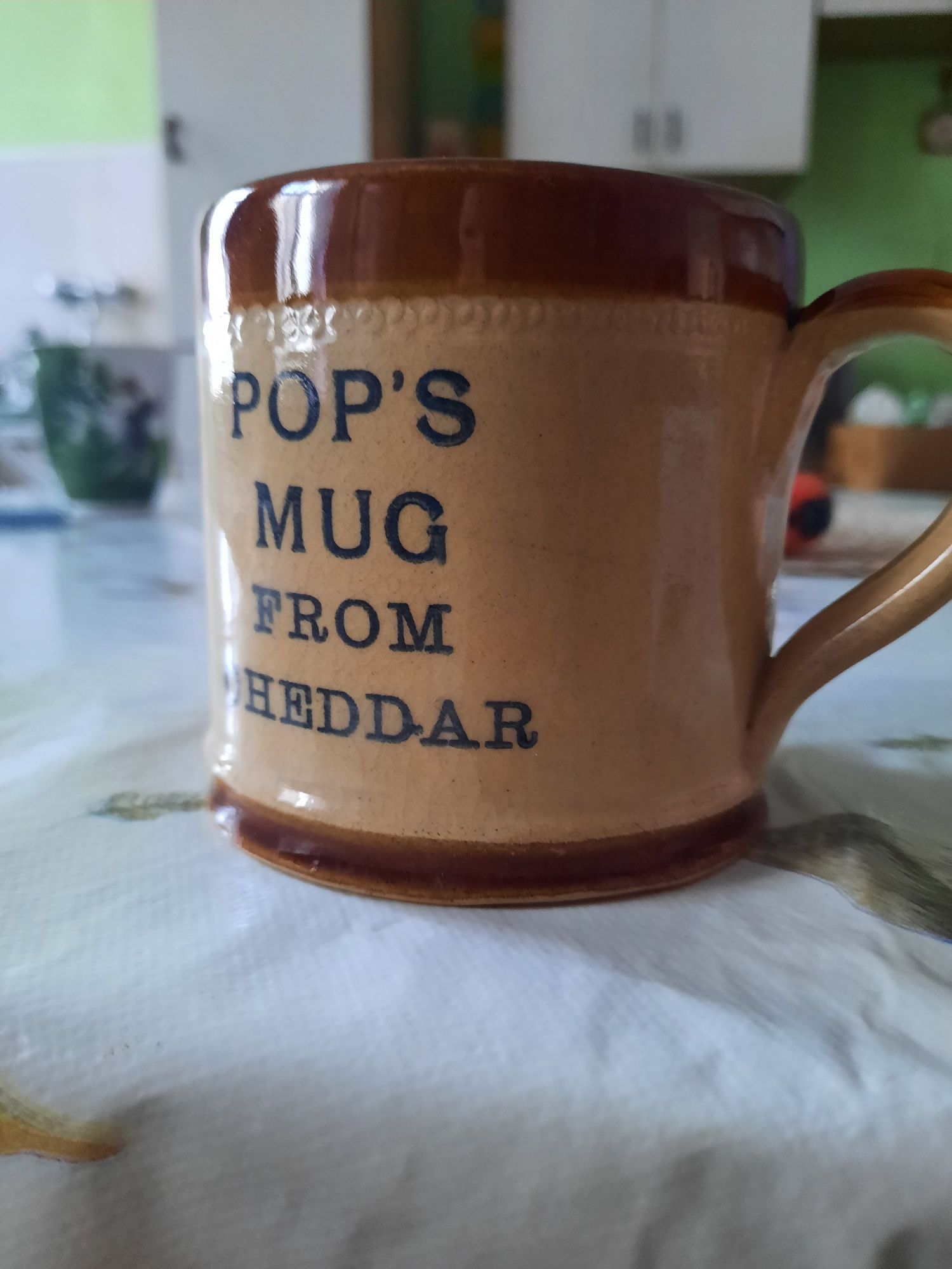 Pop's mug from cheddar kube kamionka porcelit brąz beż