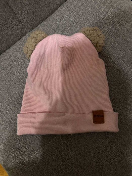 Рожева шапочка Makko з вушками • тепла та м’яка • 1–3 роки