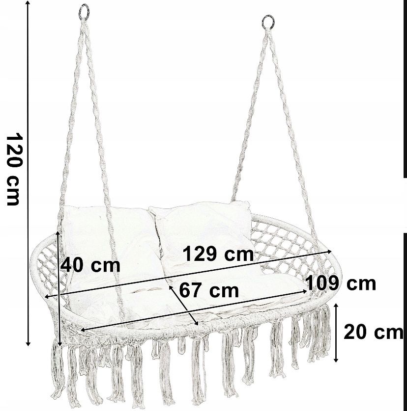Huśtawka wisząca bocianie gniazdo hamak fotel wiszący + poduszli