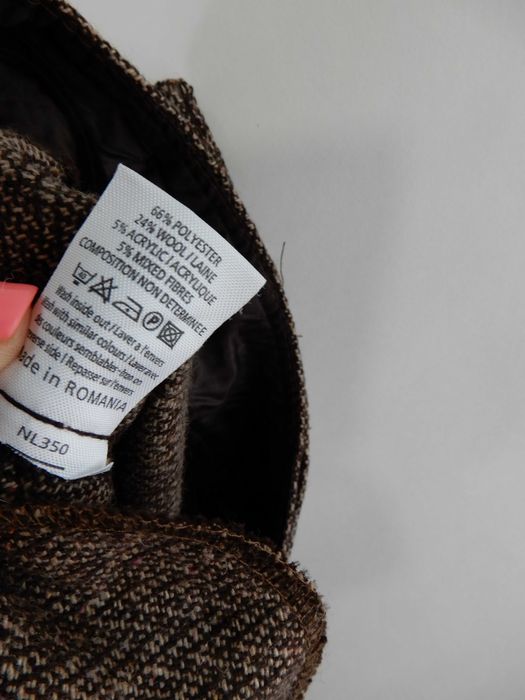 Spodnie dzianinowe proste szeroka nogawka brązowe z wełną New Look 36