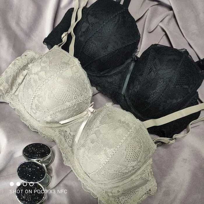 Zestaw Biustonosz Bardotka push-up Intimidao 80B czarny i kakao 2 sz