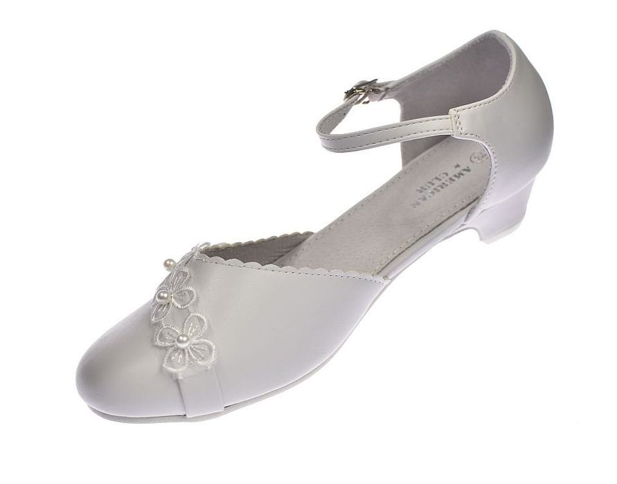 Buty komunijne białe balerinki obcas dziewczęce 42/24 roz. 37
