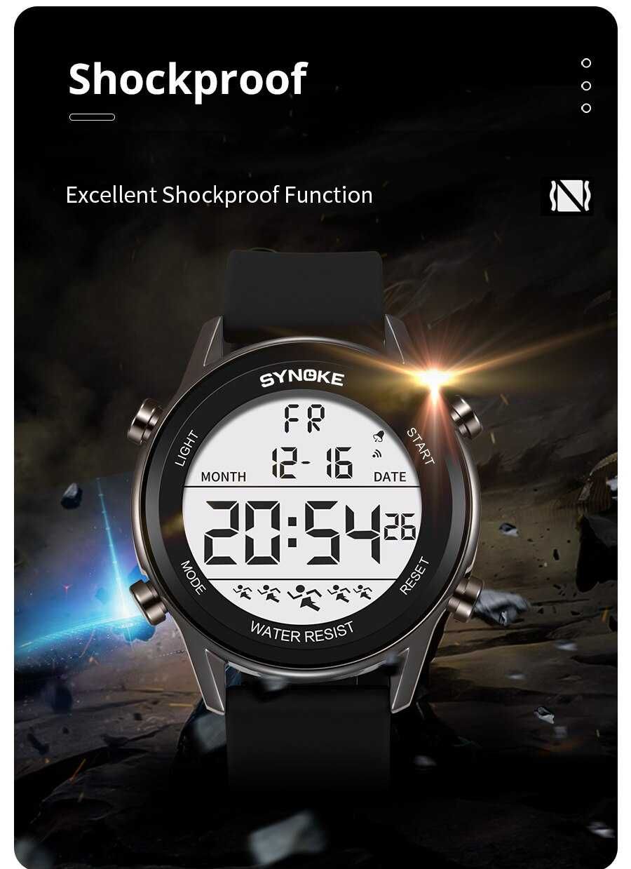 Zegarek elektroniczny LED cyfrowy Synoke sportowy wodoszczelny WR50m