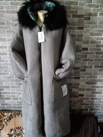 Пальто пуховик батал оверсайз куртка зима 50-72р