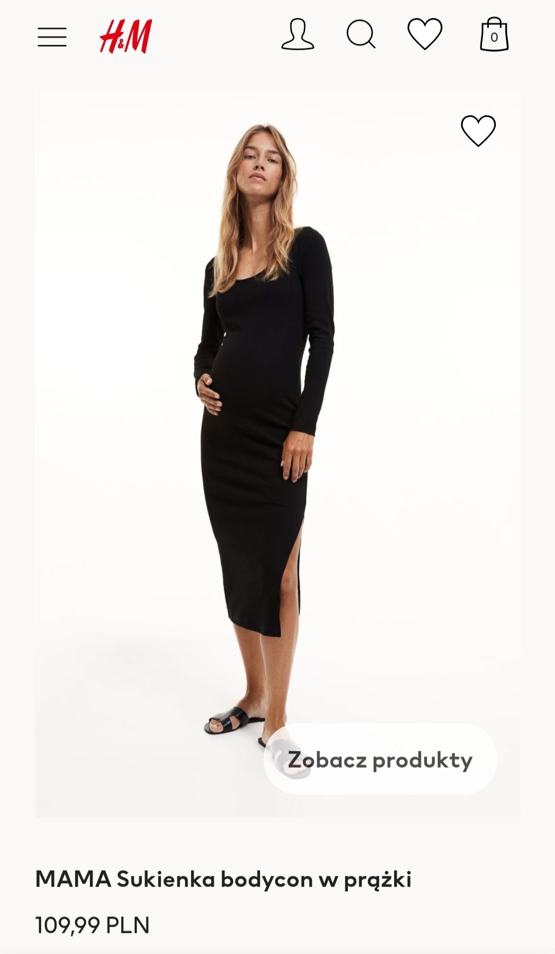 H&M MAMA, sukienka ciążowa typu bodycon, rozmiar M