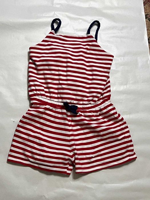 Macacão Infantil Riscado Vermelho e Branco