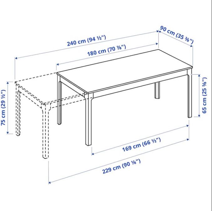 Mesa branca EKEDALEN extensivel