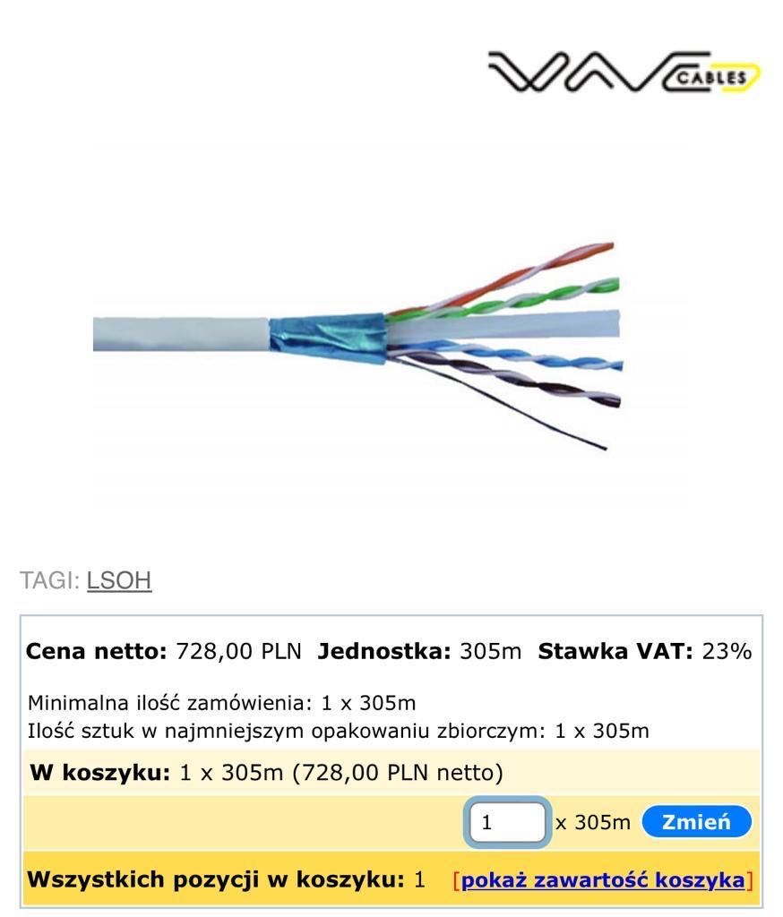 Kabel FTP 305 metrów