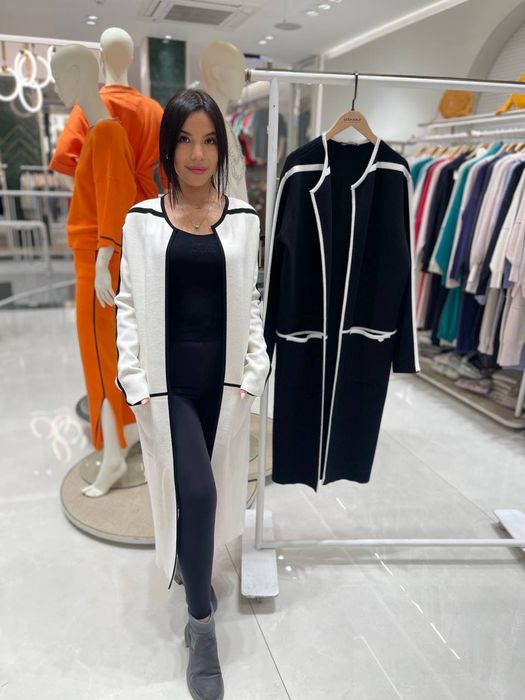 Кардиган тренч Serianno S, M, L білий та чорний