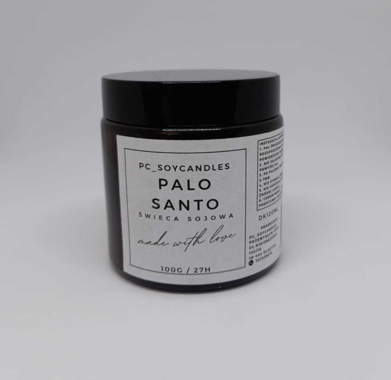Świeca Sojowa Zapachowa Palo Santo 120ml 27h Drewniany Knot