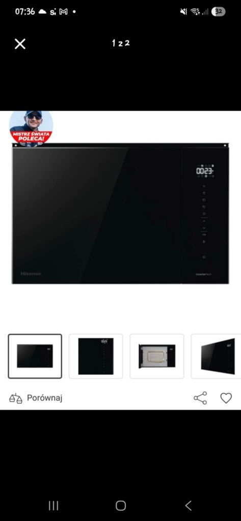 Mikrofala Hisense nowa pod zabudowę BIM325GI63DBG