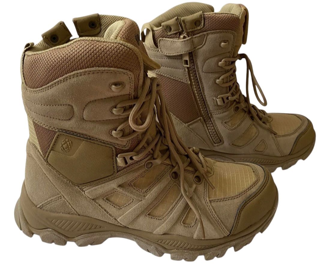 Buty Wojskowe Taktyczne Wysokie Beżowe Skóra Zamsz Lekkie 27,5 cm